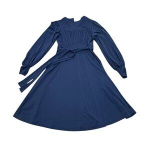Vintage 1960s Rags by Cassandra Navy Long Sleeve Dress Made in USA